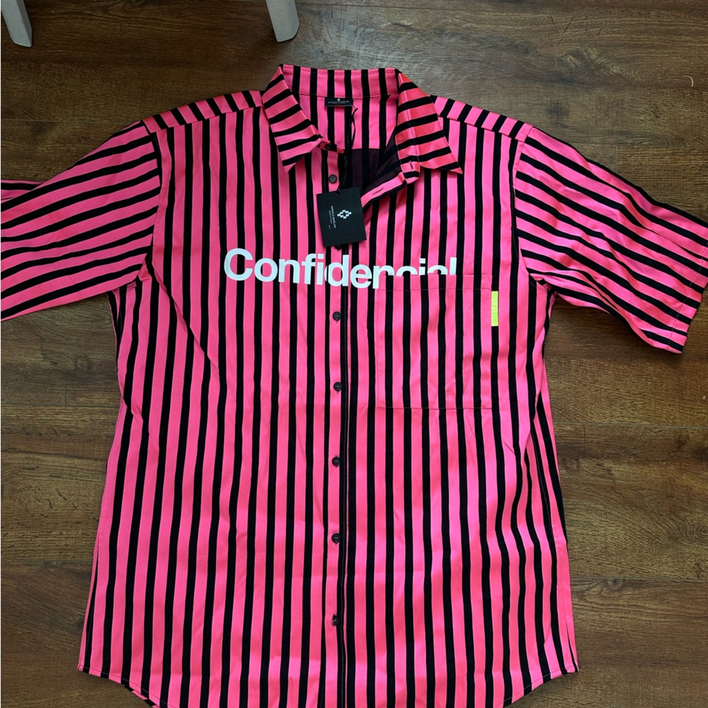 MARCELO BURLON striped confidential shirt 🫶🏽🫶🏽